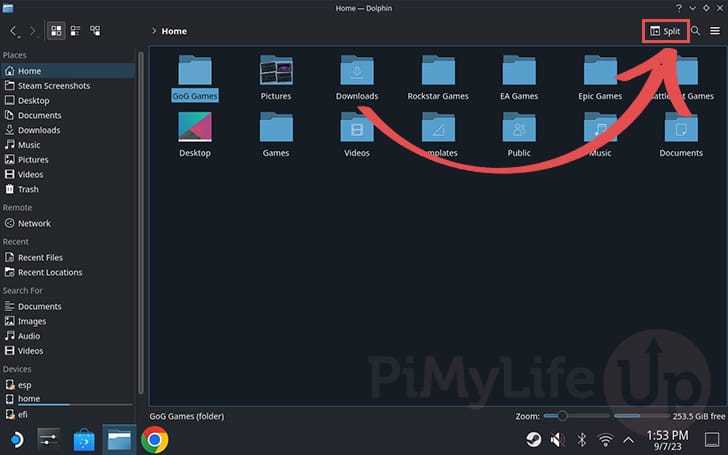 Split file explorer