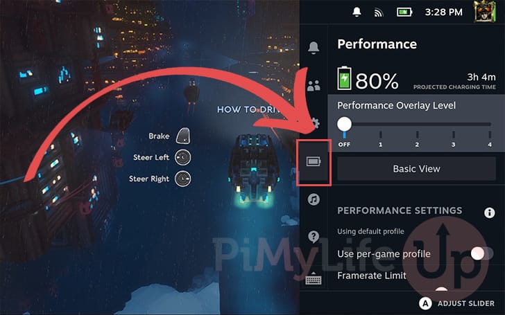 Change to the performance tab