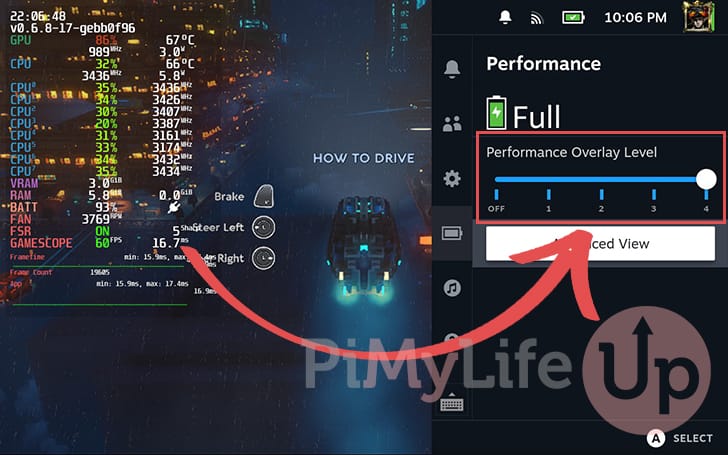 Set Steam Deck Performance Overlay to 4