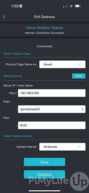 Ecowitt App Enter Custom Server Data