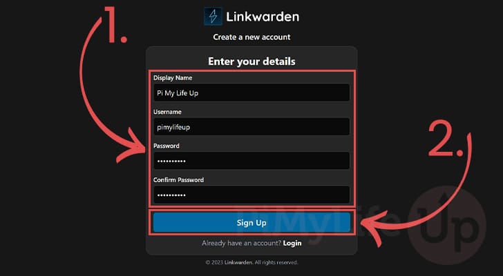 Create new Raspberry Pi Linkwarden Account