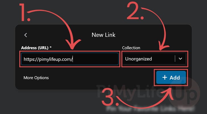 Add new link to Linkwarden Bookmark Manager