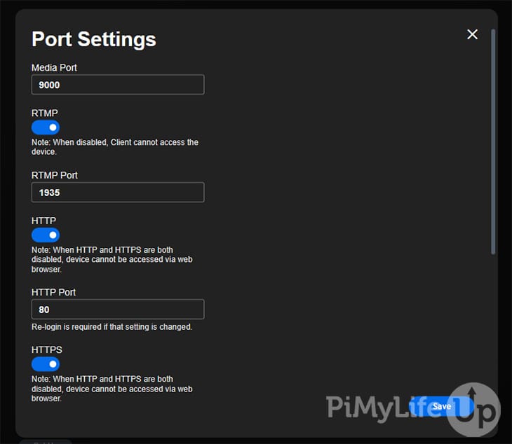 Reolink Port Settings