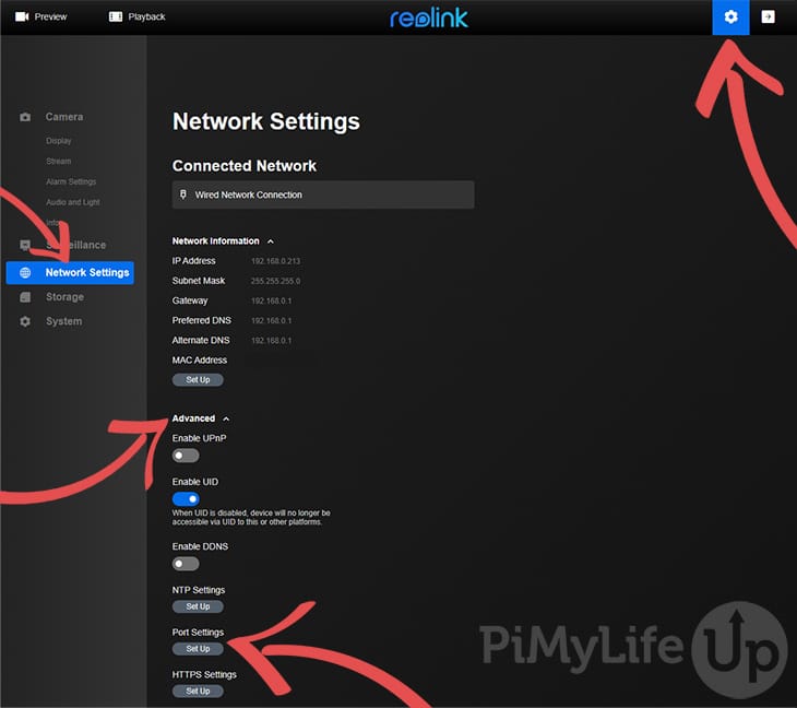 Select Network Settings - Advanced Port Settings