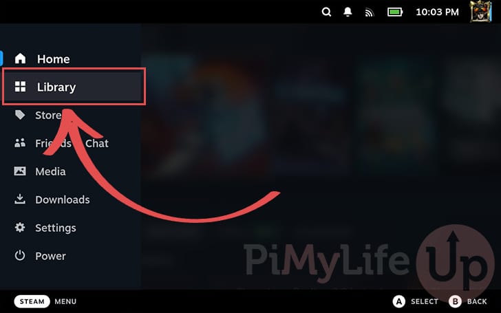 Open up the Steam Deck Library