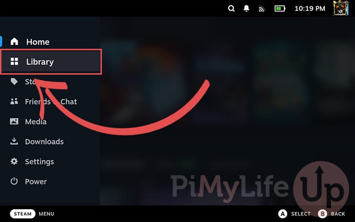 Open the Steam Deck Library