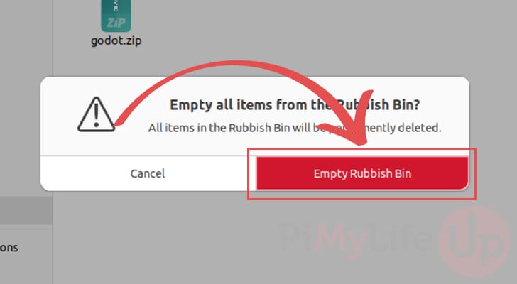 Confirm Empty Rubbish Bin