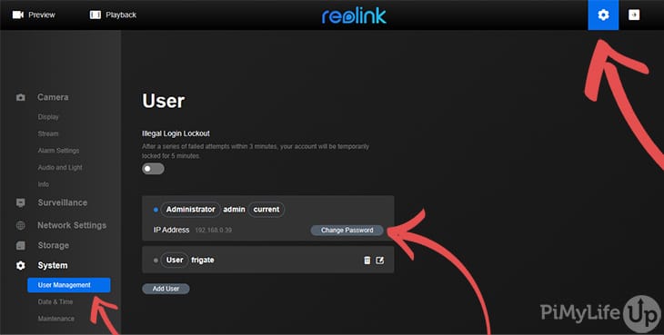 Update Reolink User Password