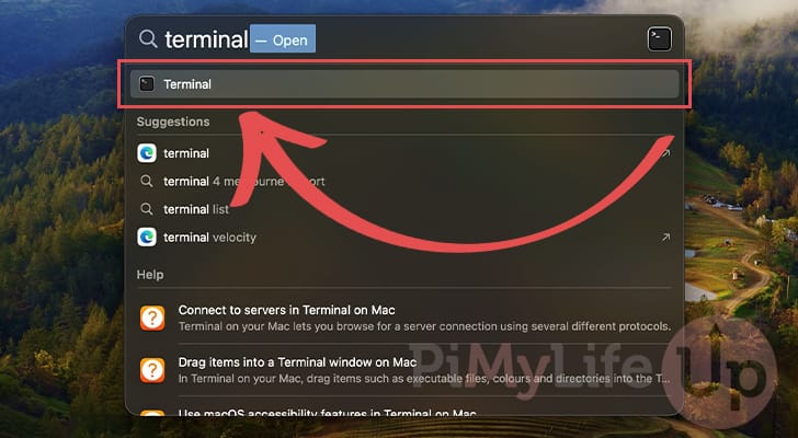 Open Terminal on macOS using Spotlight