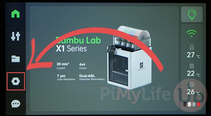 Open Settings on Bambu Lab X1C