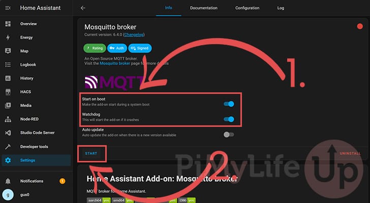 Start up MQTT on Home Assistant