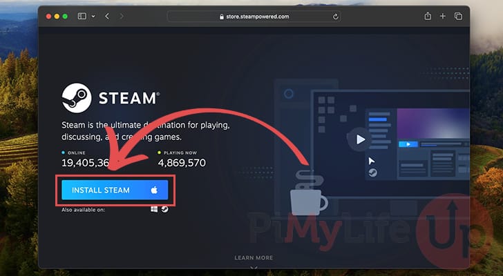 Click Install Steam Button on Mac