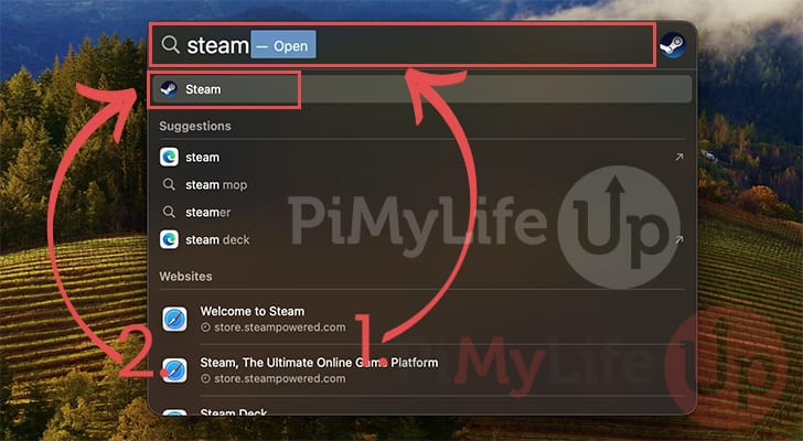 Search for Steam using Mac Spotlight