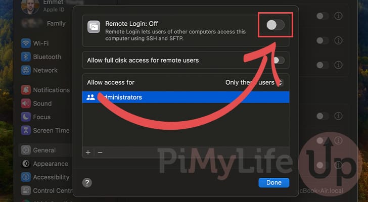 Enable SSH Remote Login on Mac