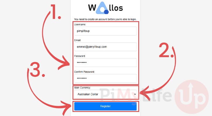 Create account for Wallos on your Raspberry Pi