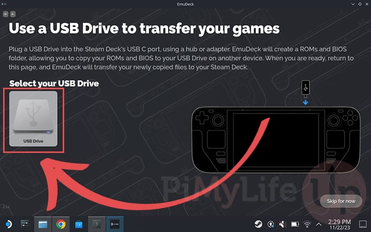 Choose USB Drive to user for transfer