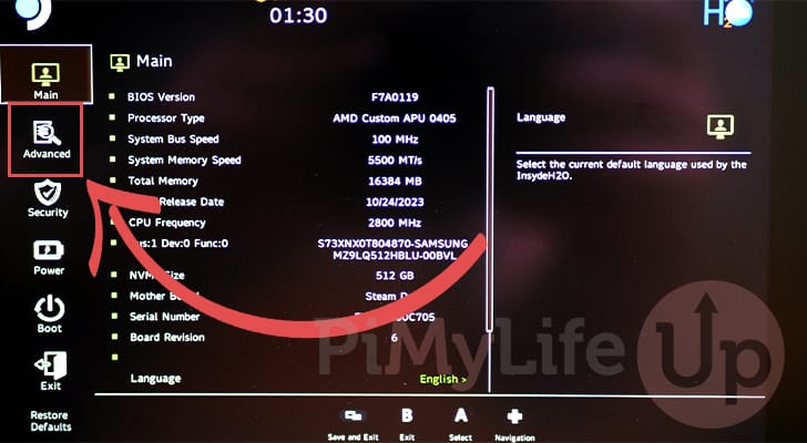 Open Advanced BIOS Settings