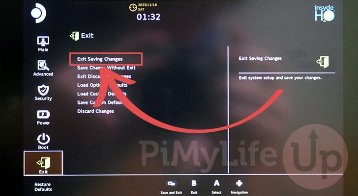 Exit saving changes