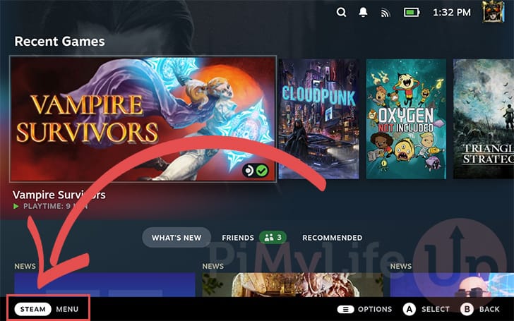 Open the Steam menu