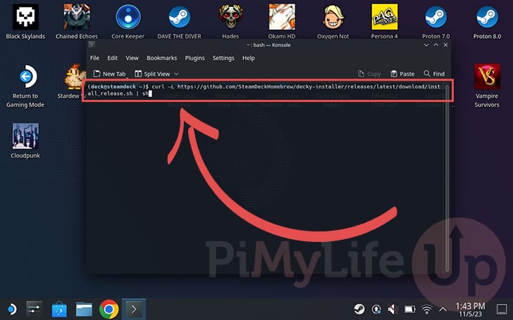 Run Decky Loader Installation Script on the Steam Deck