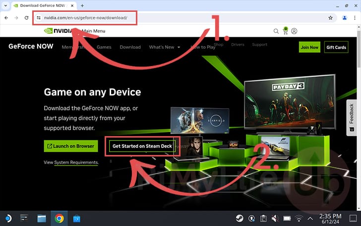 Go to GeForce NOW for Steam Deck Page