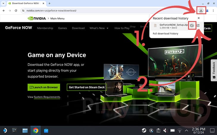 Open Download Location for GeForce NOW