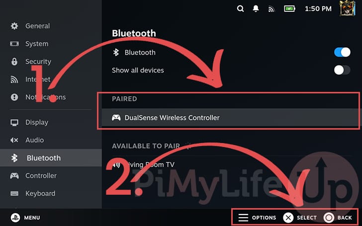 PS5 Controller Paired to Steam Deck