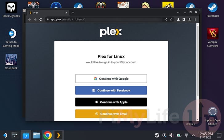 Follow login process for a Plex Account