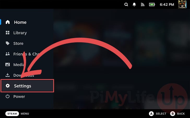 Open Steam Settings on the Steam Deck