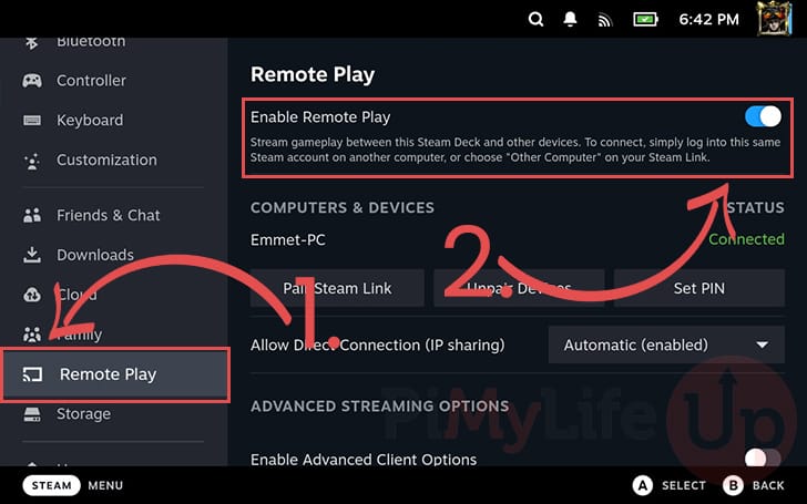 Enable Remote Play on the Steam Deck