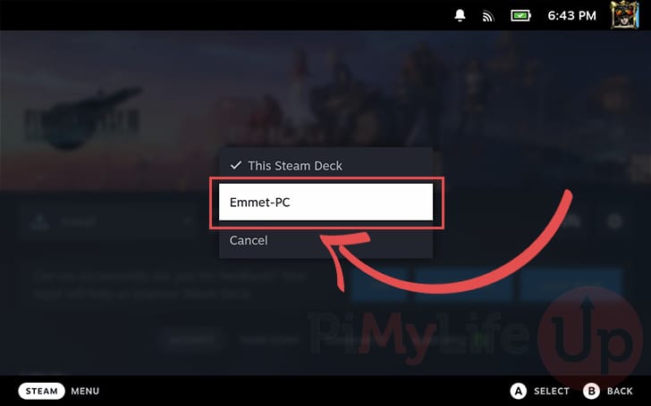 Select Steam Client to Remote Play from on the Steam Deck