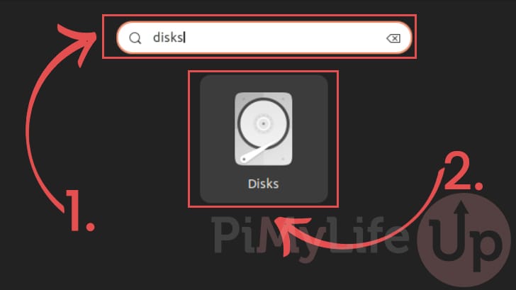 Search for an open Disks Application on Ubuntu