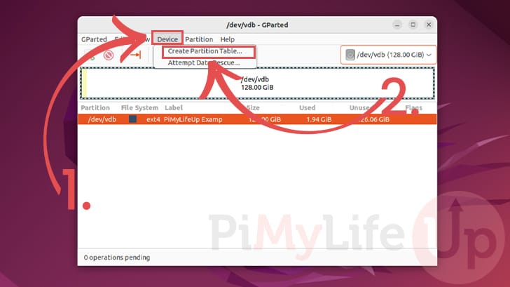 Create Partition Table for Disk you are Formatting