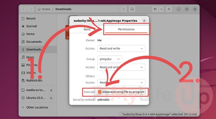 Allow Execute Privileges to run AppImage on Ubuntu