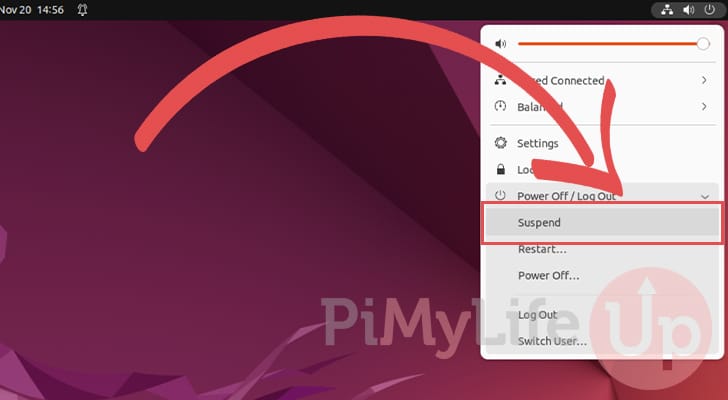 Select Suspend Ubuntu Option