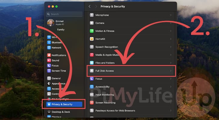 Change to Full Disk Access Menu on macOS