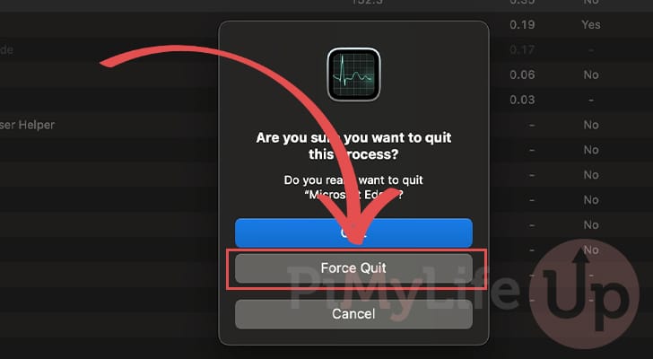 Force Quite app on macOS