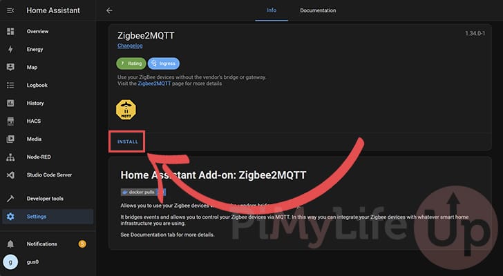 Install the Zigbee2MQTT add-on to Home Assistant