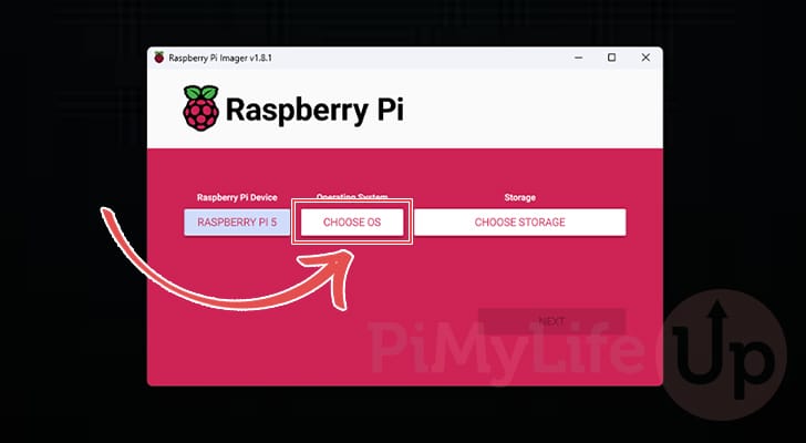 Open Raspberry Pi OS Select dialog