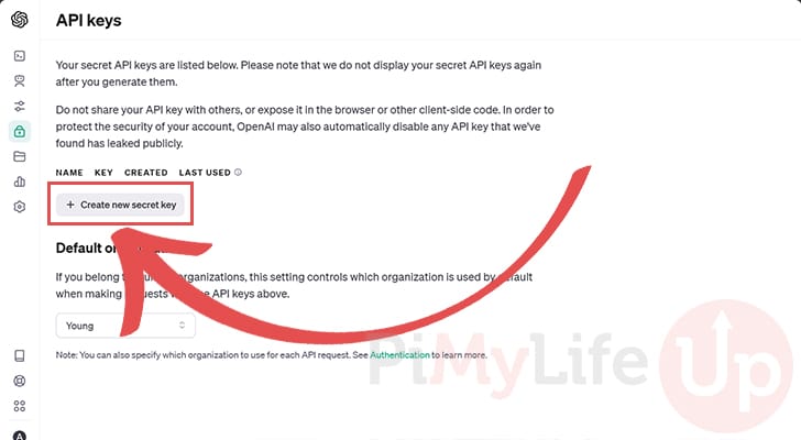 Click Create New Secret Key