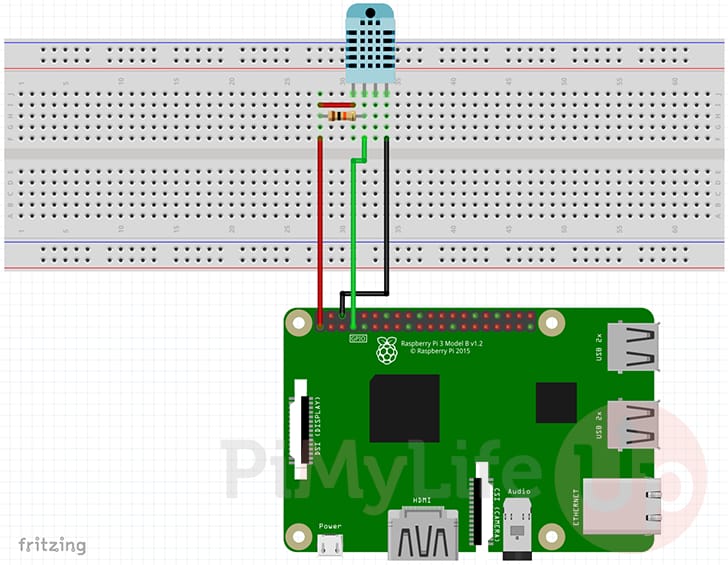 Raspberry Pi DHT11 Humidity and Temperature Sensor Wiring Schematic