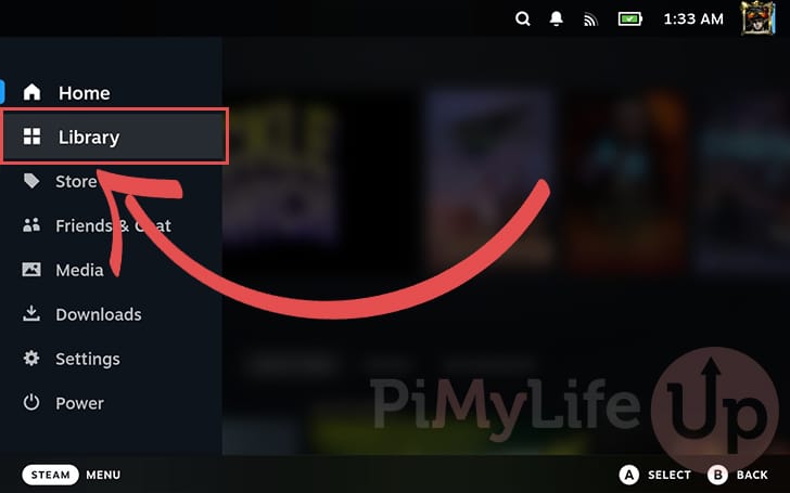 Navigate to Steam Deck Library