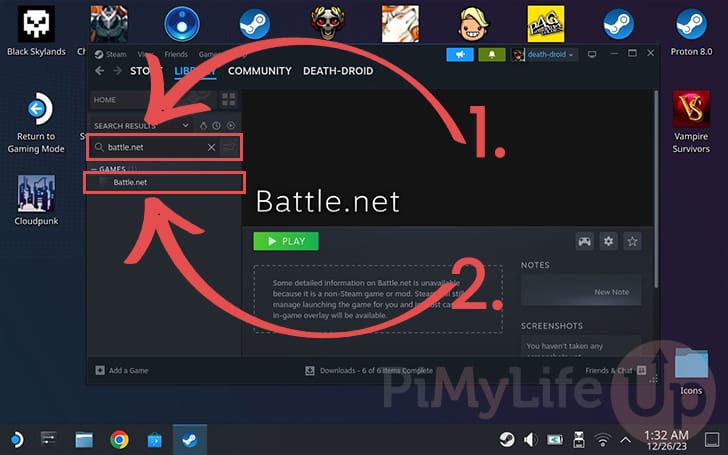 Find Battle.net in Steam Library