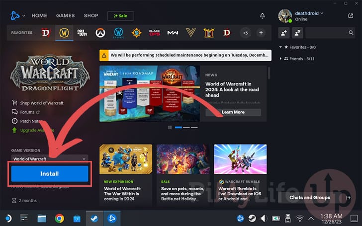 Begin Installing WoW to the Steam Deck