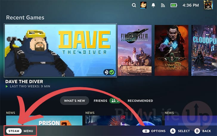 Open Steam Menu