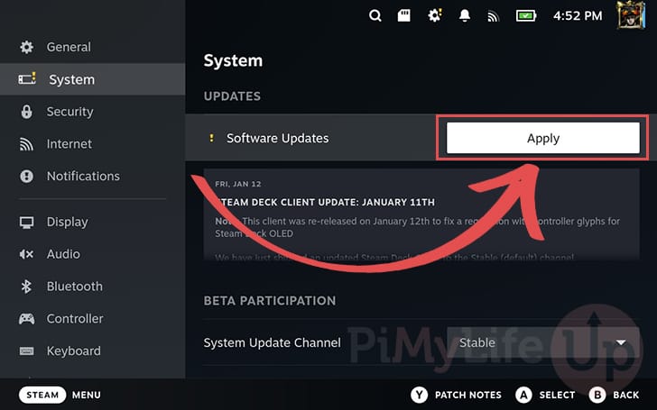 Download and Apply SteamOS Update on the Steam Deck