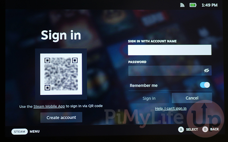Sign in to Add Account to the Steam Deck