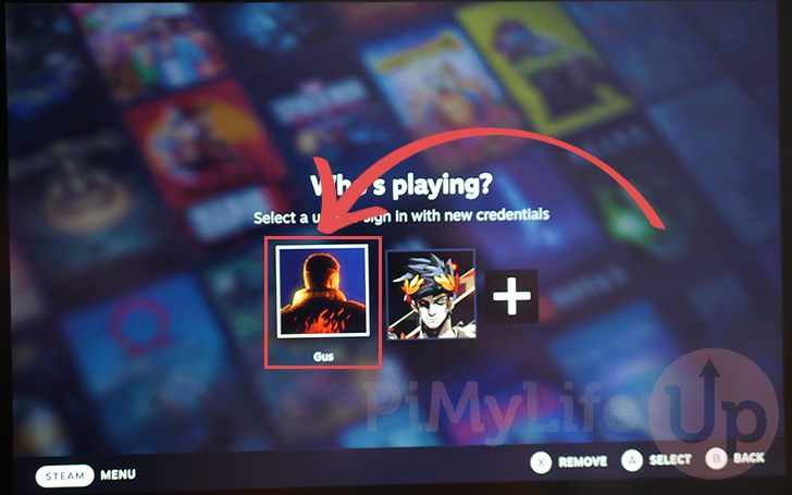 Select Account to remove from the Steam Deck