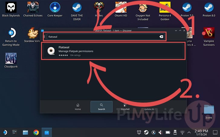 Open Flatseal Discover Entry on the Steam Deck