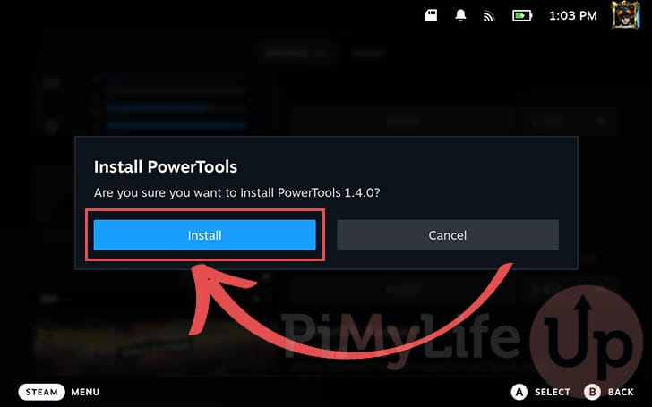 Confirm Install PowerTools to your Steam Deck